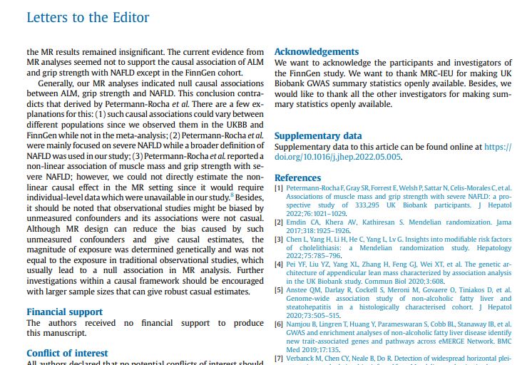 Preview of Reply to: “Associations of muscle mass and grip strength with severe NAFLD: A prospective study of 333,295 UK Biobank participants”