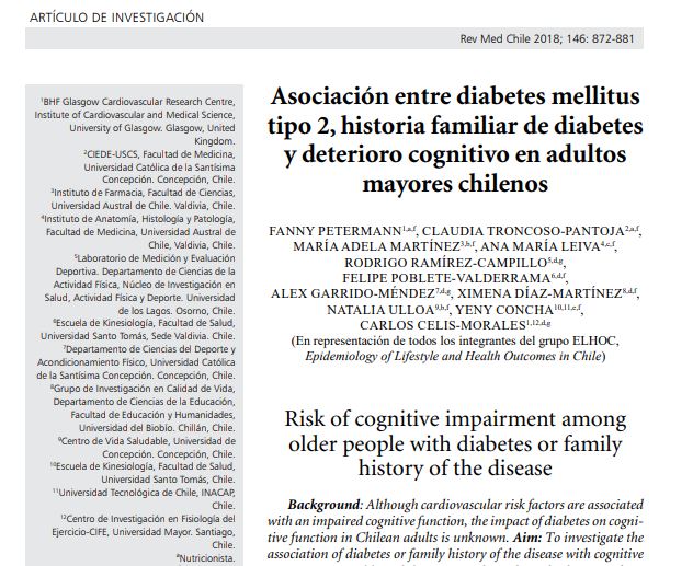 Preview of Asociación entre diabetes mellitus tipo 2, historia familiar de diabetes y deterioro cognitivo en adultos mayores chilenos