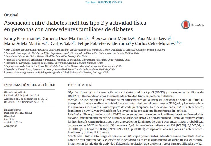 Preview of Asociación entre diabetes mellitus tipo 2 y actividad física en personas con antecedentes familiares de diabetes