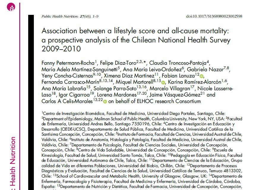 Preview of Association between a lifestyle score and all-cause mortality: a prospective analysis of the Chilean National Health Survey 2009–2010