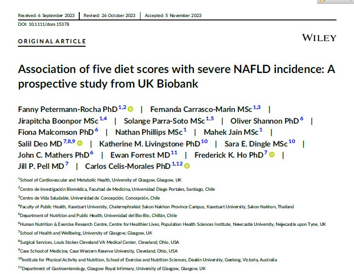 Preview of Association of five diet scores with severe NAFLD incidence: A prospective study from UK Biobank