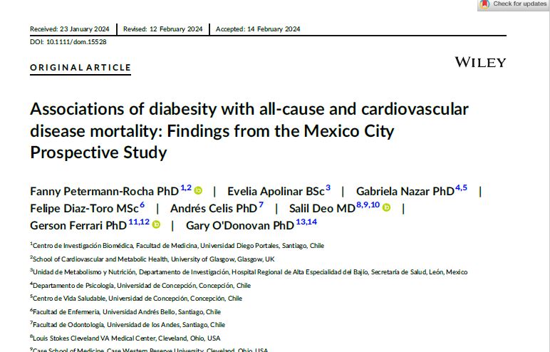 Preview of Associations of diabesity with all‐cause and cardiovascular disease mortality: Findings from the Mexico City Prospective Study