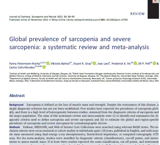 Preview of Global prevalence of sarcopenia and severe sarcopenia: a systematic review and meta‐analysis