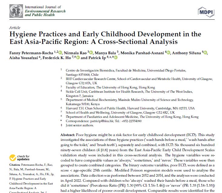 Preview of Hygiene Practices and Early Childhood Development in the East Asia-Pacific Region: A Cross-Sectional Analysis