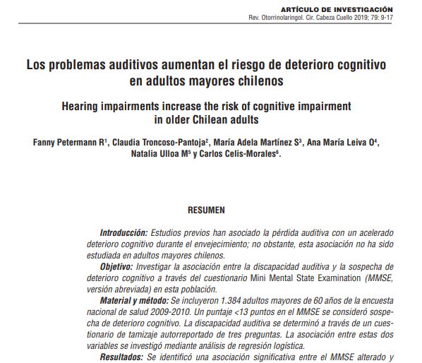Preview of Los problemas auditivos aumentan el riesgo de deterioro cognitivo en adultos mayores chilenos