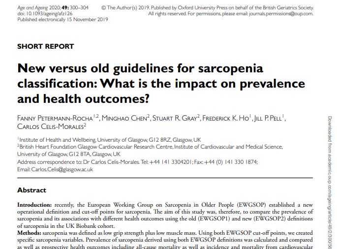 Preview of New versus old guidelines for sarcopenia classification: What is the impact on prevalence and health outcomes?