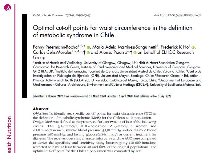 Preview of Optimal cut-off points for waist circumference in the definition of metabolic syndrome in Chile