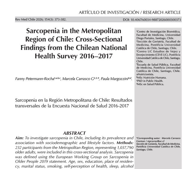 Preview of Sarcopenia in the Metropolitan Region of Chile: Cross-Sectional Findings from the Chilean National Health Survey 2016–2017