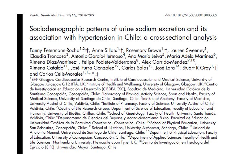 Preview of Sociodemographic patterns of urine sodium excretion and its association with hypertension in Chile: a cross-sectional analysis