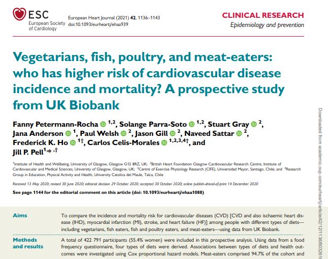 Preview of Vegetarians, fish, poultry, and meat-eaters: who has higher risk of cardiovascular disease incidence and mortality? A prospective study from UK Biobank