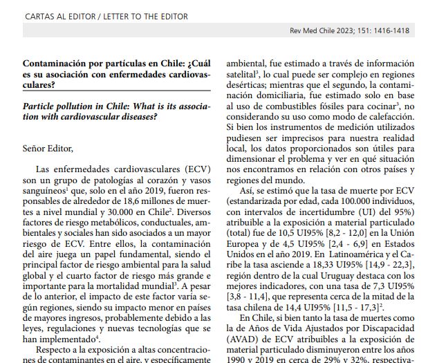Preview of Contaminación por partículas en Chile: ¿Cuál es su asociación con enfermedades cardiovasculares?
