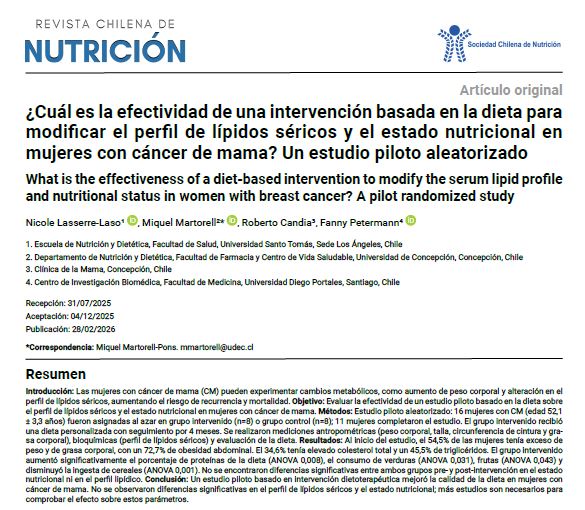 Preview of ¿Cuál es la efectividad de una intervención basada en la dieta para modificar el perfil de lípidos séricos y el estado nutricional en mujeres con cáncer de mama? Un estudio piloto aleatorizado